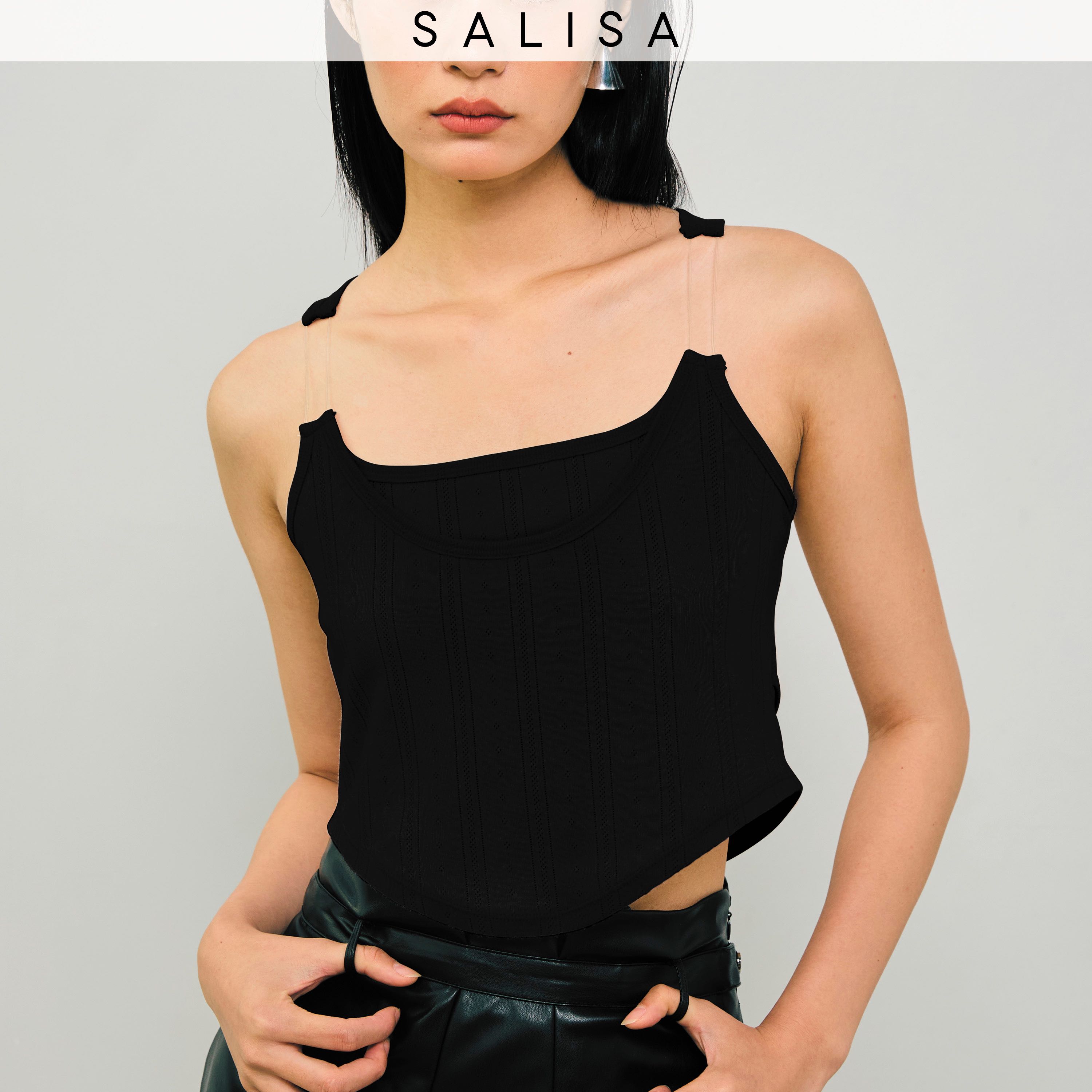 CORSET STRING TANK FW24 Black เสื้อกล้าม สายใส