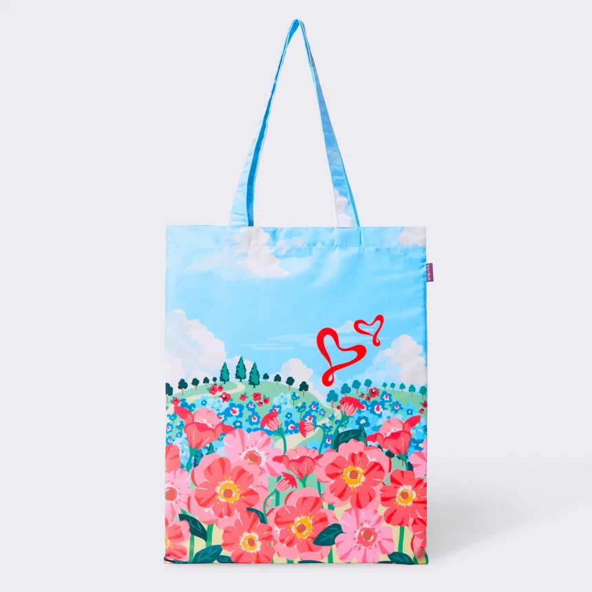 กระเป๋าผ้าไมโคร ลาย Color of spring flowers สินค้ามูลนิธิรามาธิบดี