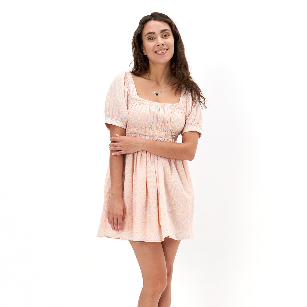 American Eagle เดรสผู้หญิง 7173 INTL WIDE ELASTIC MINI W SLV สี PEACH - 039-7173-823