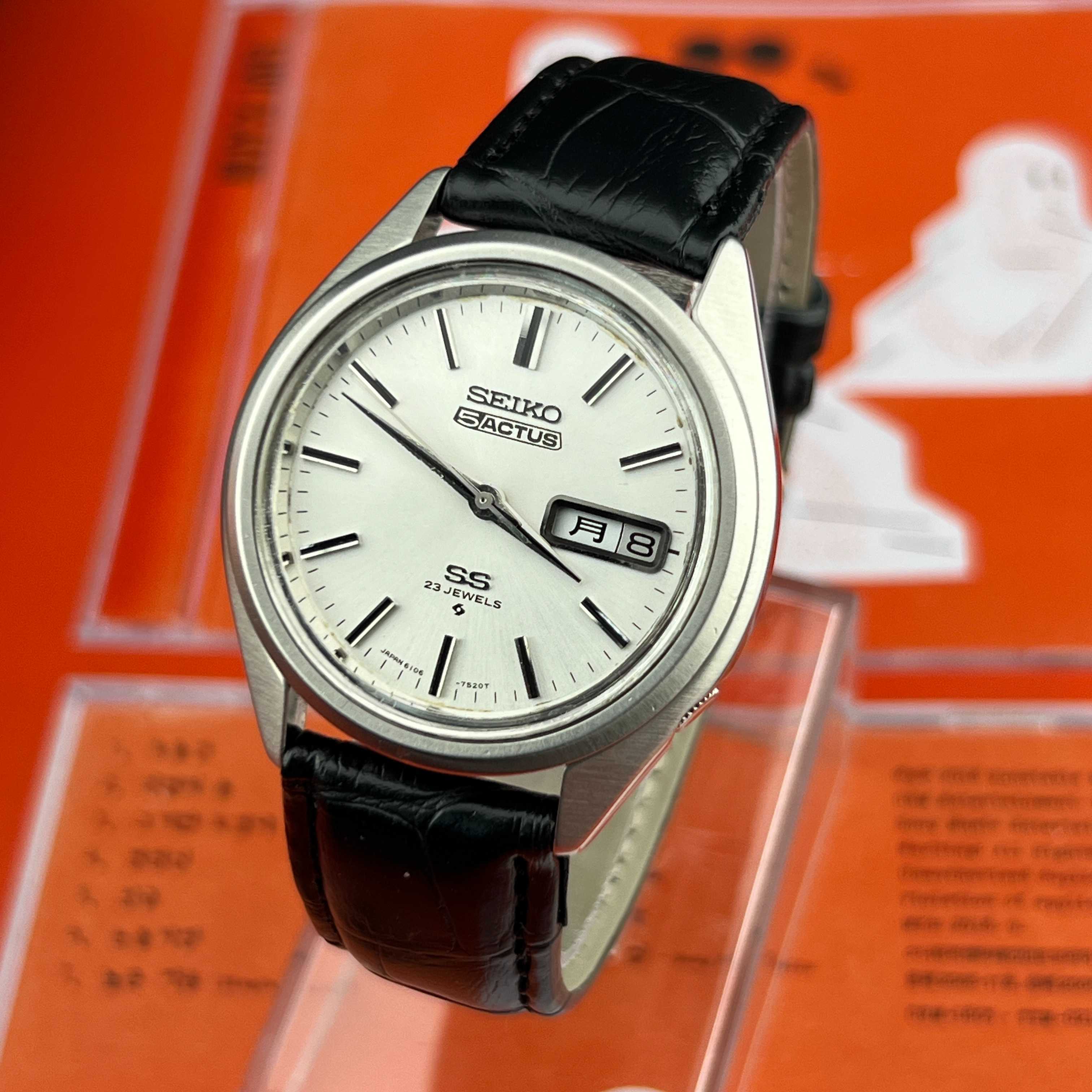 Vintage Seiko 5Actus SS Automatic 23Jewels Silver Dial Ref.6106-7480 Days/Date Kanji JDM Japan 1971