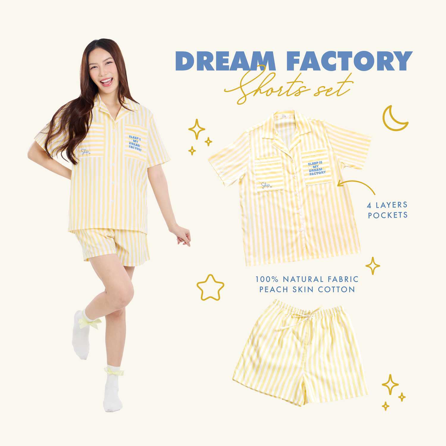 Sleepis ชุดนอนโนบรา-Dream Factory shorts set