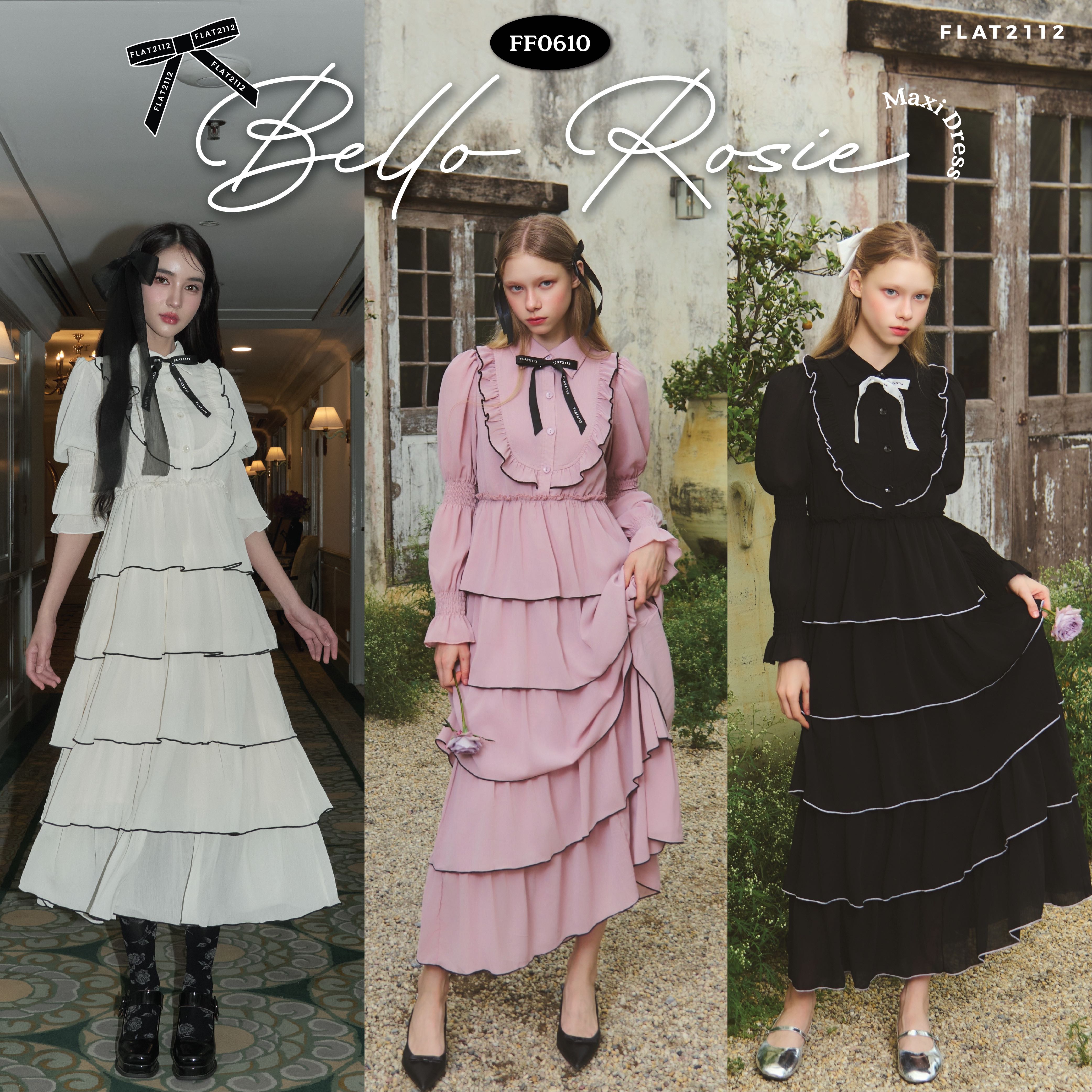FLAT2112 FF0610 : BELLO ROSIE MAXI DRESS เดรสยาว ชุดออกงาน เดรสแต่งระบาย