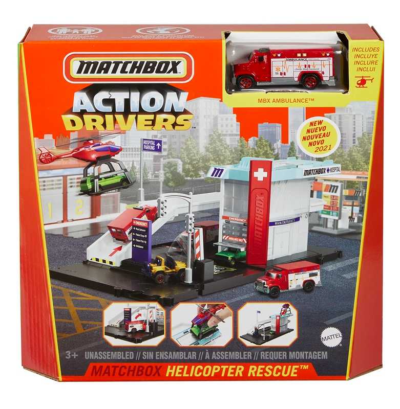 Matchbox Action Drivers Helicopter Rescue Playset (GVY82-GVY83)