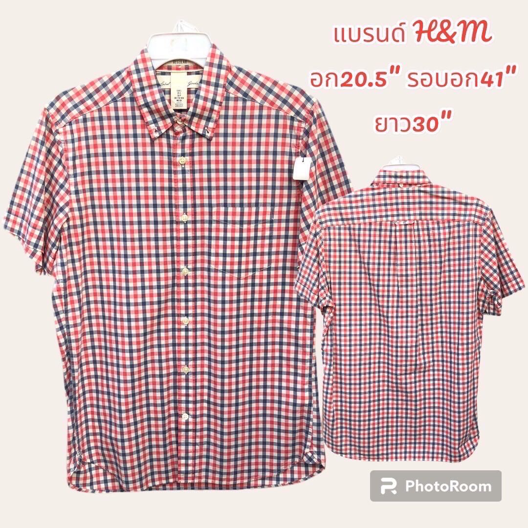 เสื้อเชิ้ตลายสก็อตแขนสั้น งานแบรนด์เนมนอกแท้มือ2 ผ้าcottonเกรดพรีเมี่ยม สินค้าพร้อมจัดส่ง