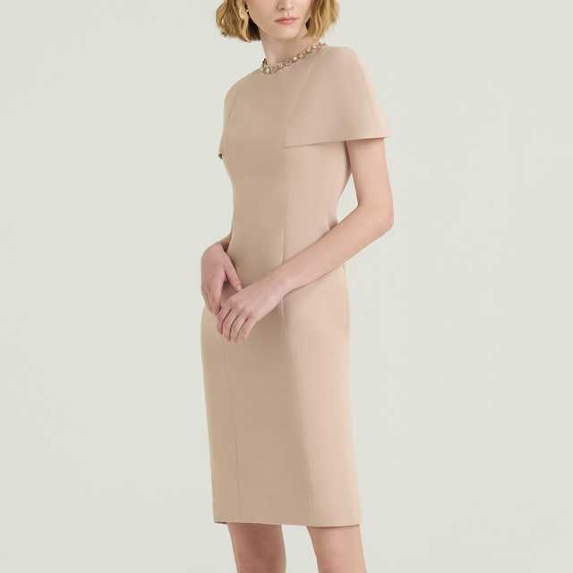 SS24 | CAPE SHOULDER CREPE MIDI DRESS