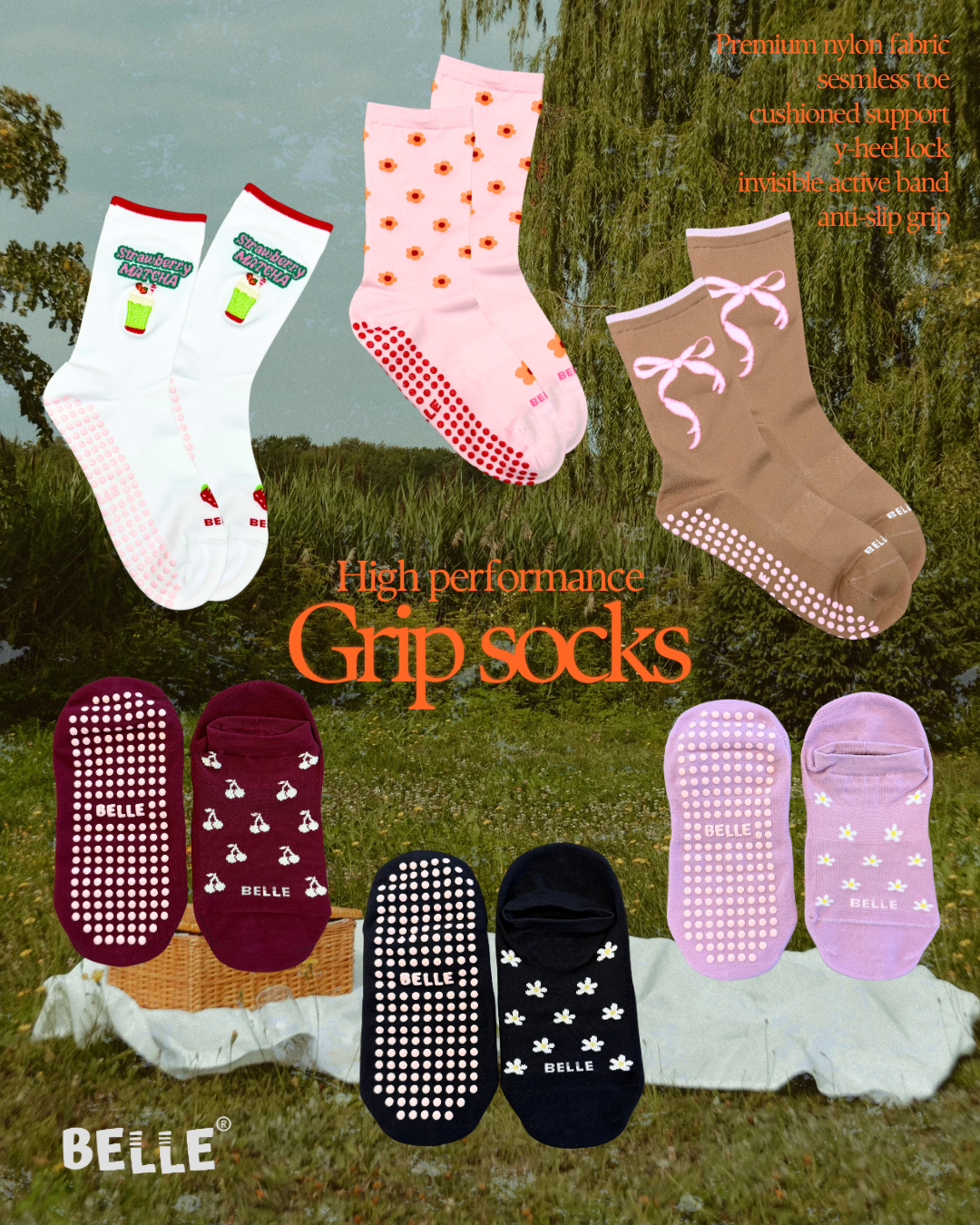 ถุงเท้ากันลื่น #BelleGripsocks High Performance💖🤸