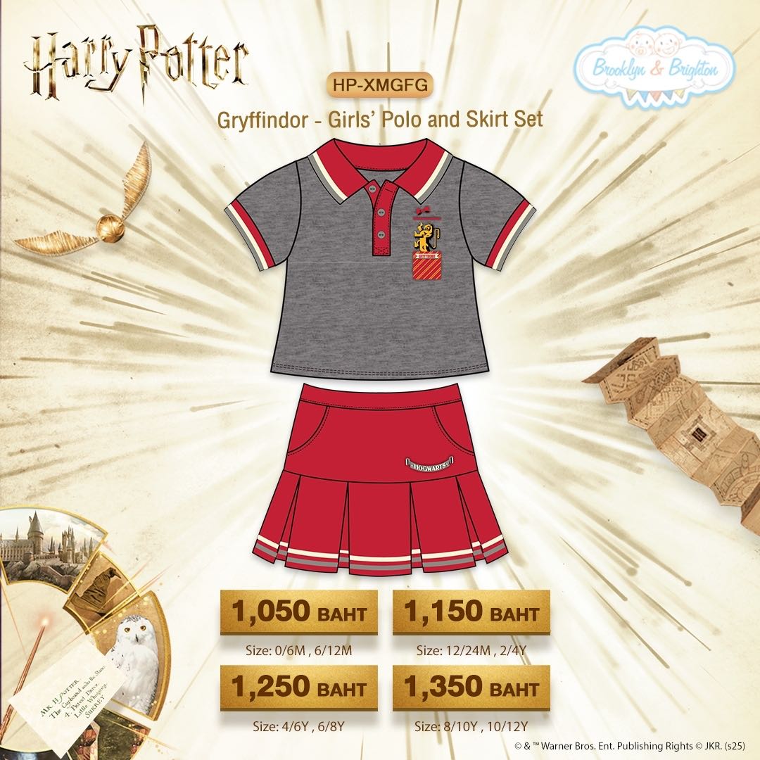 Harry Potter X’mas - Gryffindor Girls’ Polo and Skrit Set | HP-XMGFG (size: 0/6M-10/12Y)