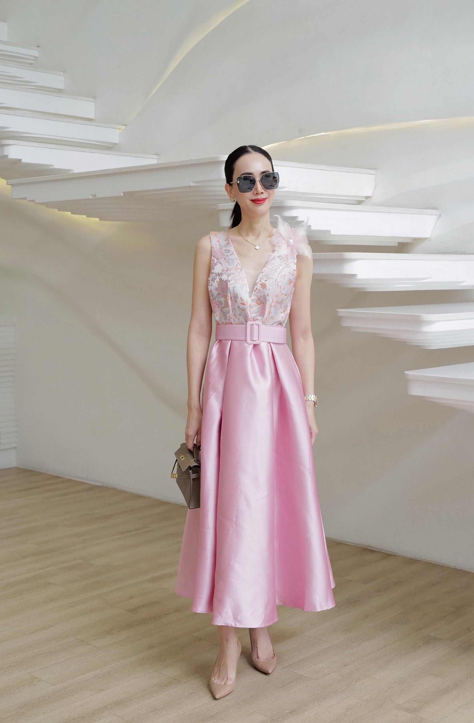 (Pre-order)PINK DRESS พร้อมเข็มขัด