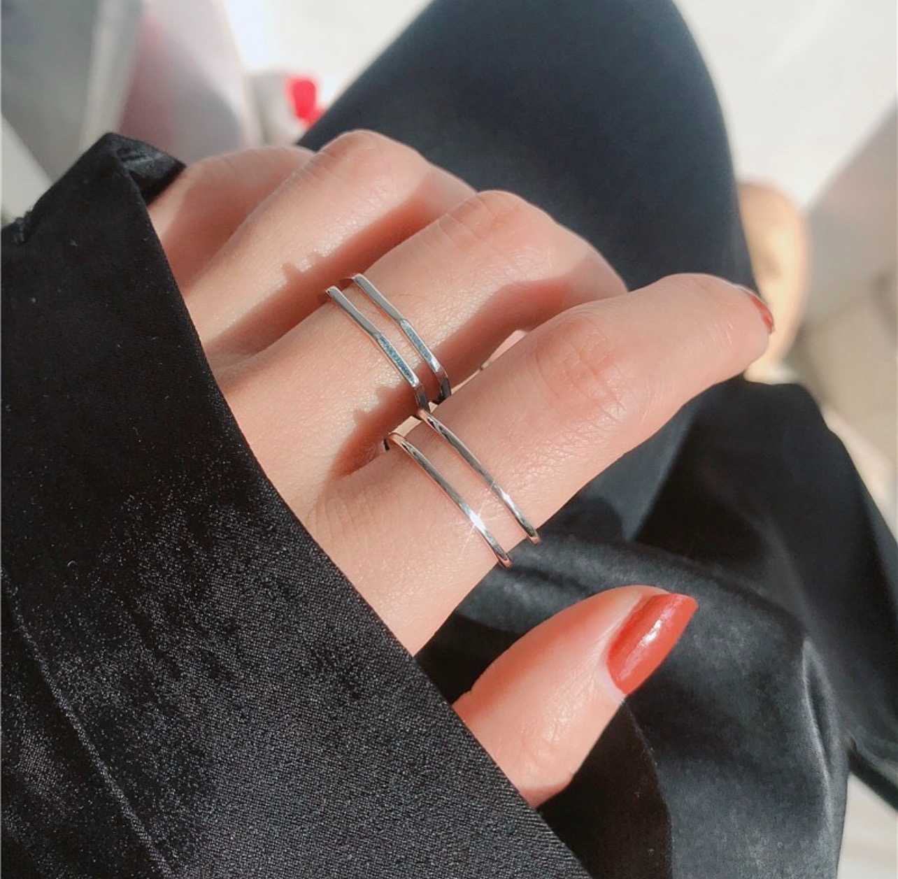 earika.earrings - basic two layer ring แหวนเงินแท้ ฟรีไซส์ปรับขนาดได้