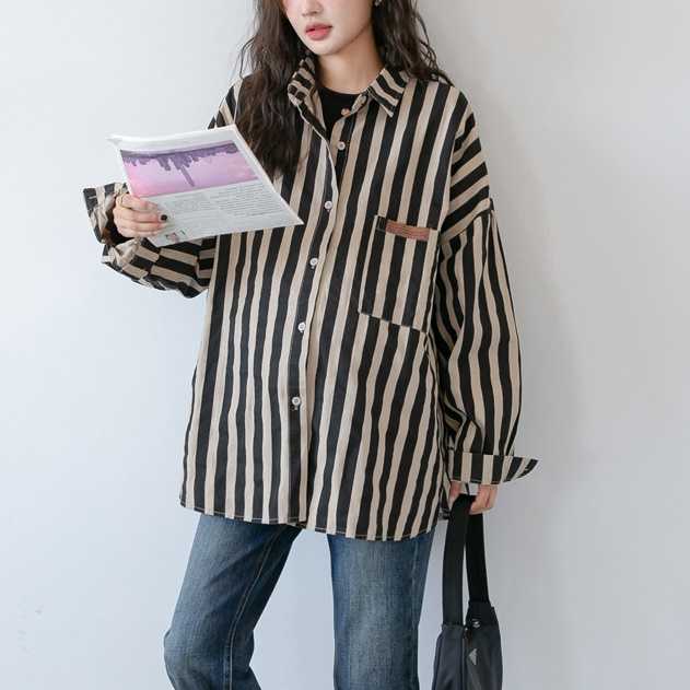 (ไซส์ใหญ่) เชิ้ตทรง oversize ลายริ้วใหญ่แบบเก๋มากๆน่ารักน่าใส่มากๆ ผ้าดีมากๆนิ่มใส่สบาย ผ้าไม่บาง