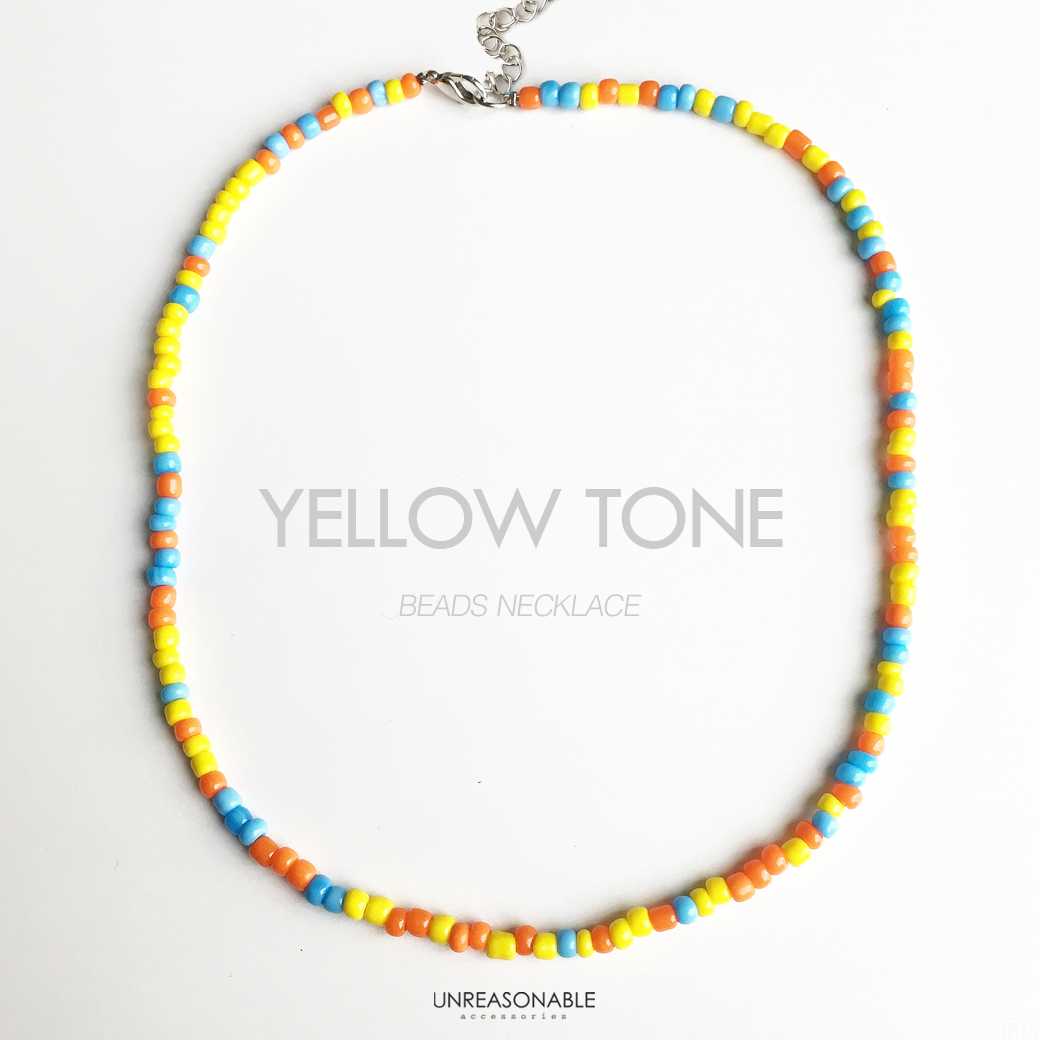 สร้อยคอ Blue Beads UA0692-01 #necklace #blue #yellow #blue