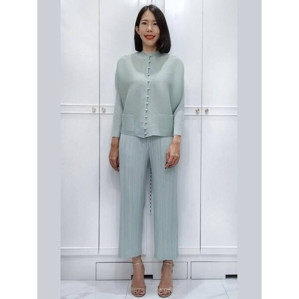 2MUAY รุ่น GJO2066/GJO7573 CHINESE BUTTON FRONT TOP WITH STRAIGHT PANT PLEATED SET เซ็ตพลีท ชุดใส...