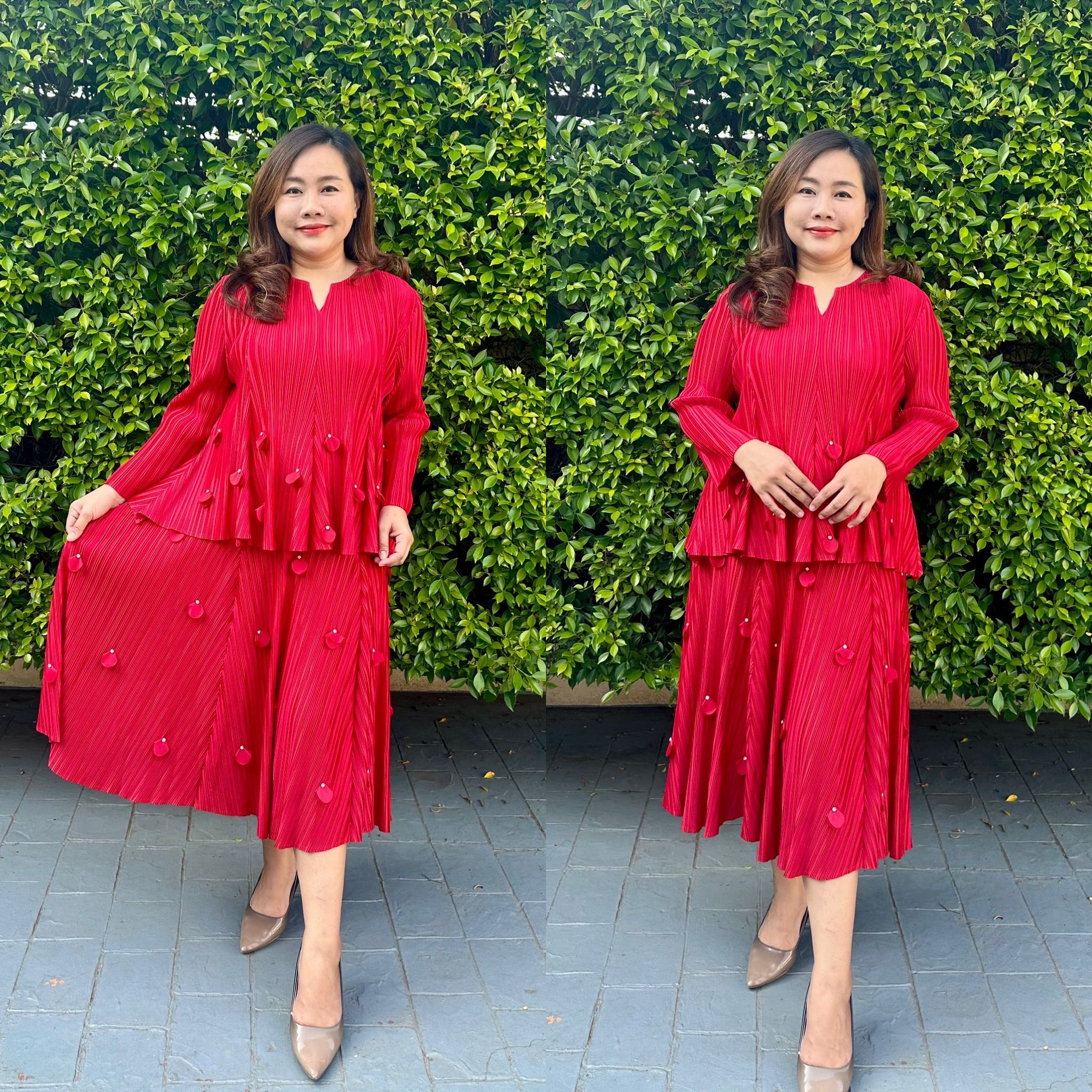 Pleatbynisa A536 เซทกระโปรงอัดพลีท เนื้อผ้าPolyester100%