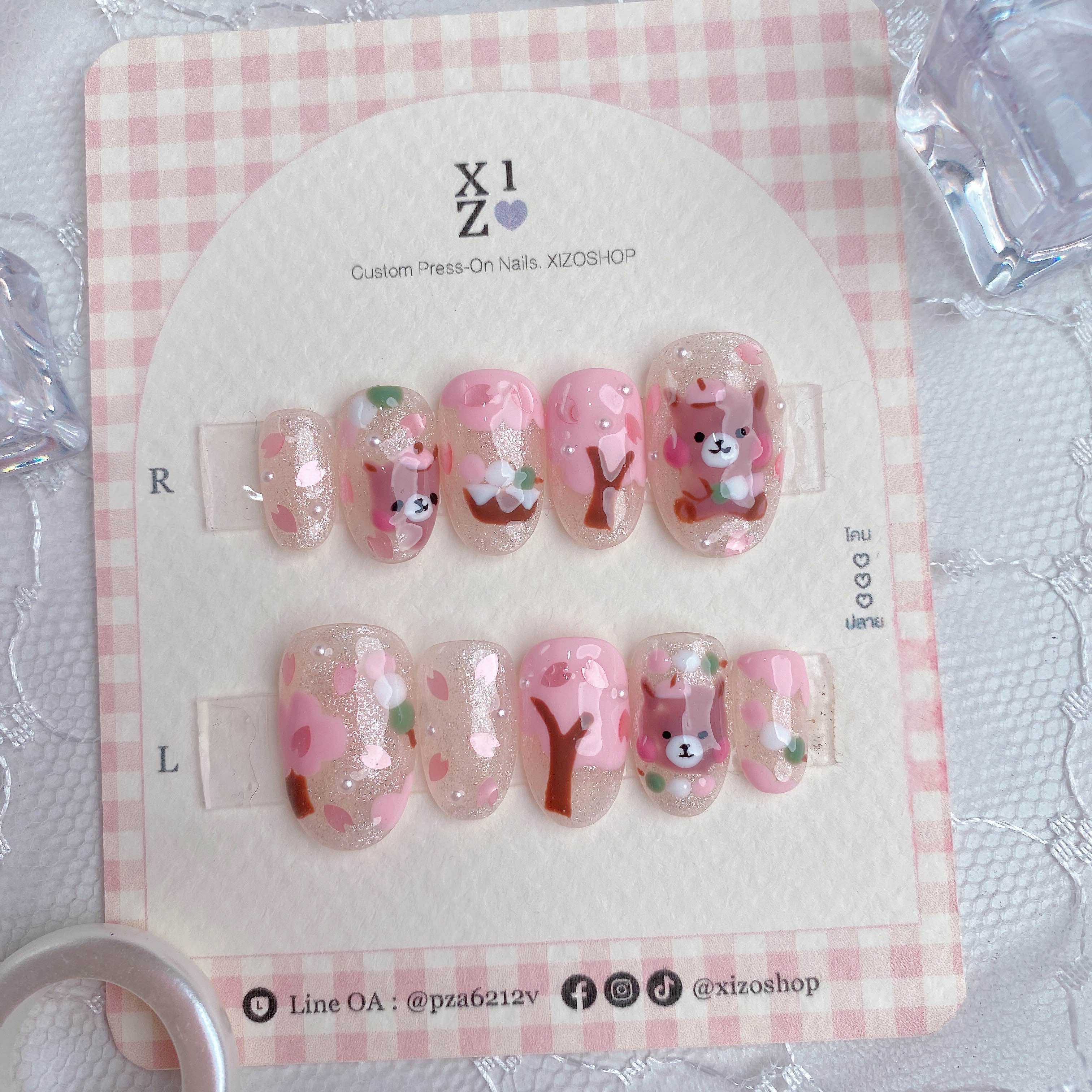ไซส์ S เล็๋บปลอม สีเจล พร้อมส่ง หมี ซากุระ สีชมพู