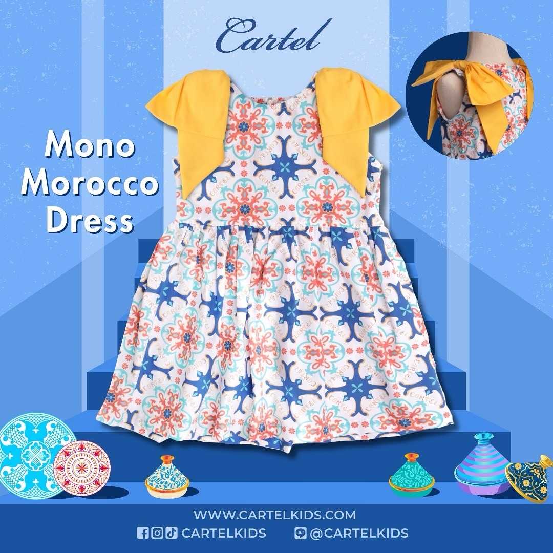 (CM) เดรสเด็กแขนกุดผูกโบว์ Mono-Morocco Dress l Cartelkids