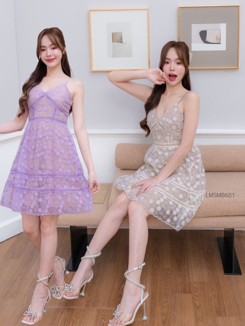 S-XL เดรสลูกไม้สั้น เดรสออกงาน LMSMB601