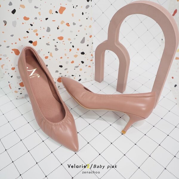 ทรงปกติ:เปลี่ยนไซส์ได้-ไม่รับคืน::รุ่นขายดี Zenachoo Velarie2 สูง 2 นิ้ว สี Baby pink รองเท้าหนัง...