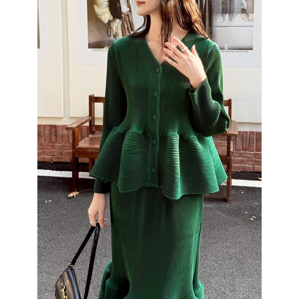 2MUAY รุ่น GJO10827 เสื้ออัดพลีท THICK V NECK RAFFLE PLEATED TOP 12สี FREE SIZE