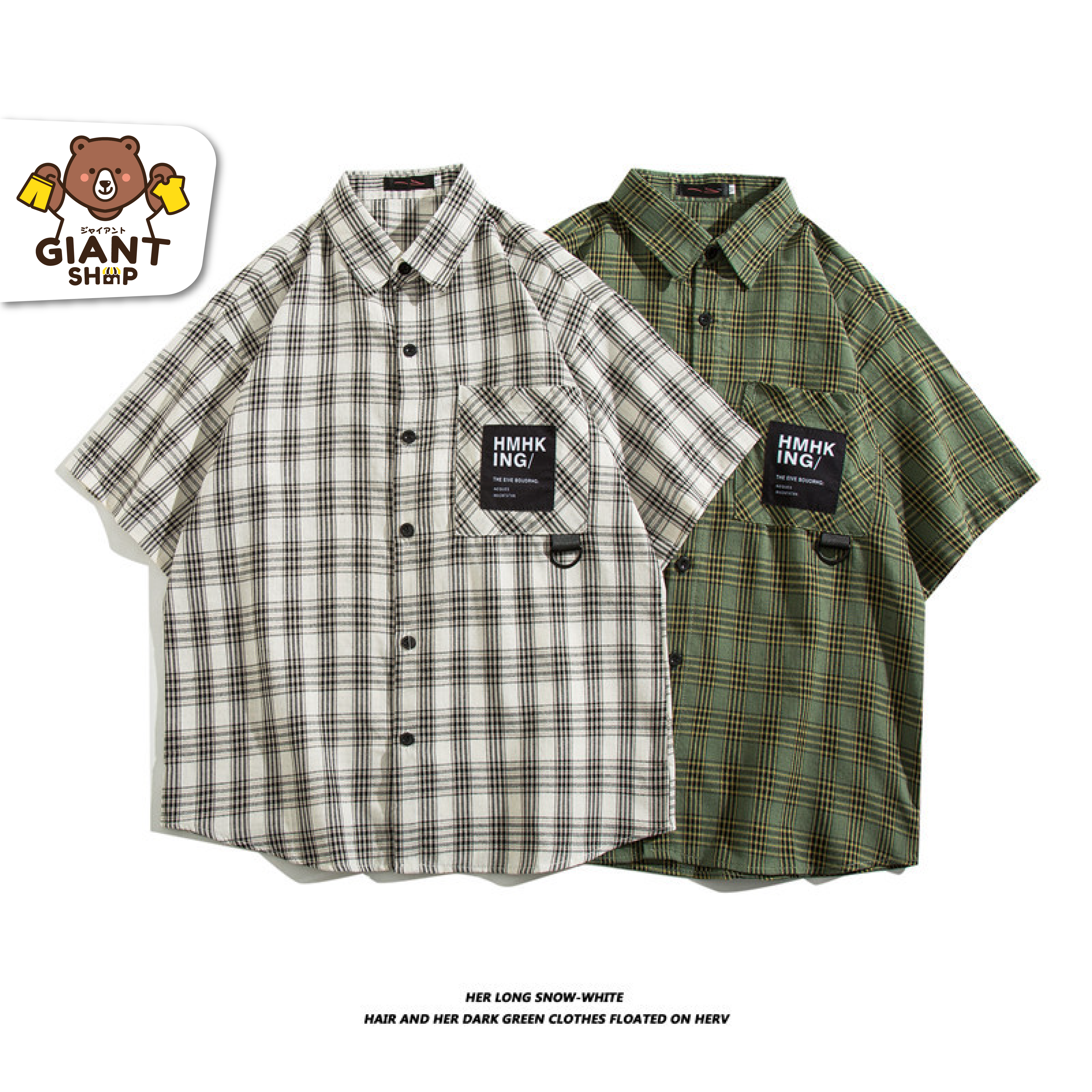 GIANTSHOP เสื้อลายสก๊อตแขนสั้นชาย 2 สี รุ่น HMHK (L-1202)
