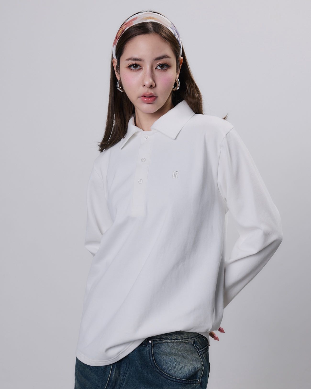 Cotton polo long sleeved shirt