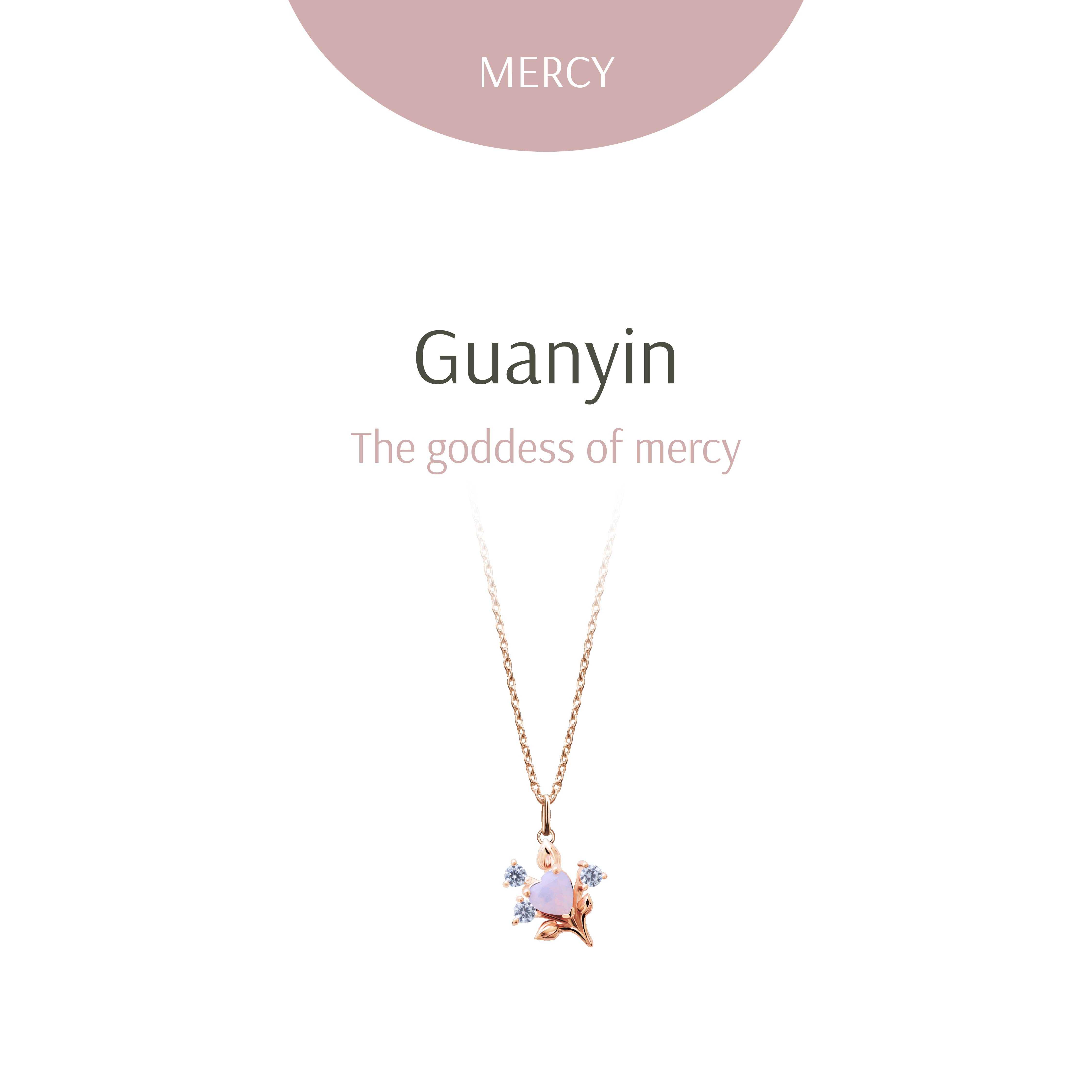 Guanyin Heart Bouquet Pink Gold Necklace
