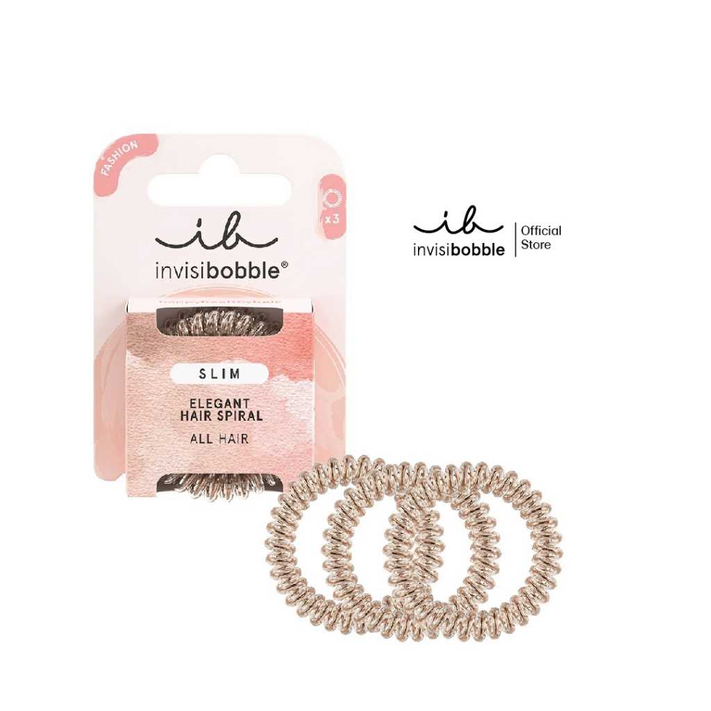 invisibobble ยางรัดผม รุ่น slim สี bronze me pretty (1 กล่องบรรจุ 3 เส้น) (NEW PACKAGE)