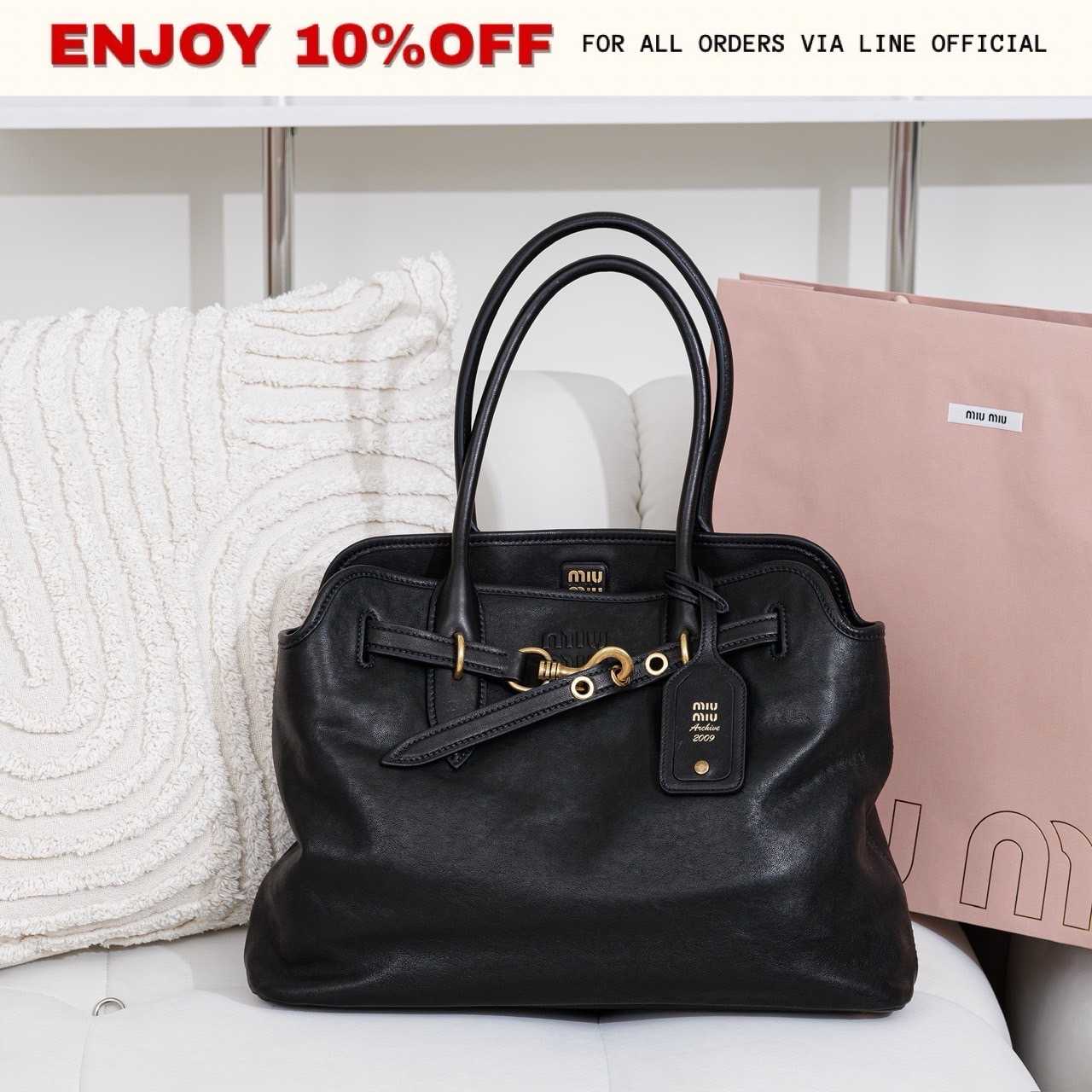 NEW! MIUMIU Medium Aventure Nappa Leather สี Black | Bag