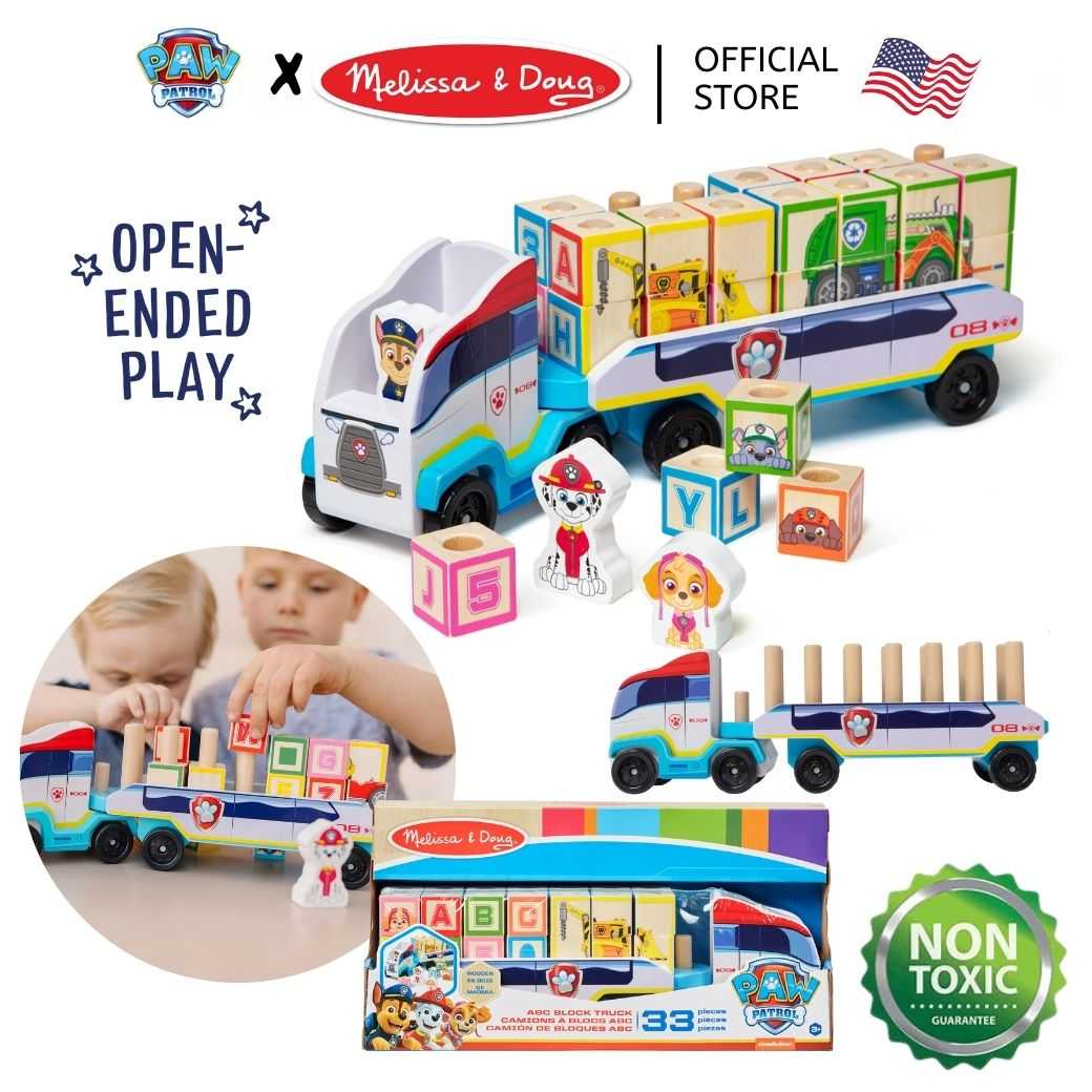(ของแท้ USA) ของเล่น Paw Patrol บล๊อกไม้ ABC Wooden Block Melissa & Doug ของเล่นรถ ตัวอักษร 33272