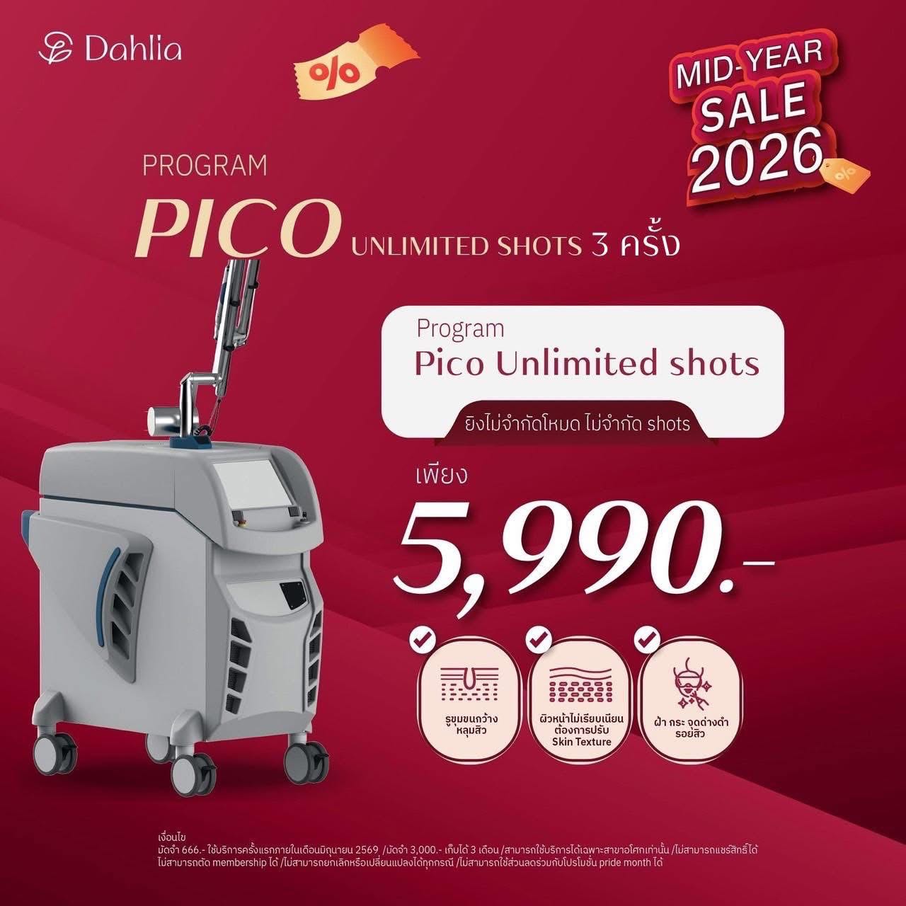 Mid Month 6.6  : โปรแกรม Pico Unlimited shots 3 ครั้ง