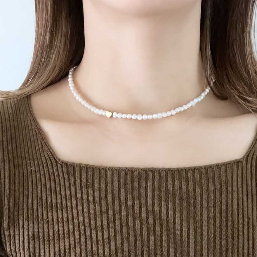 สร้อยตอไข่มุกแท้จี้หัวใจ มินิฮาร็ท