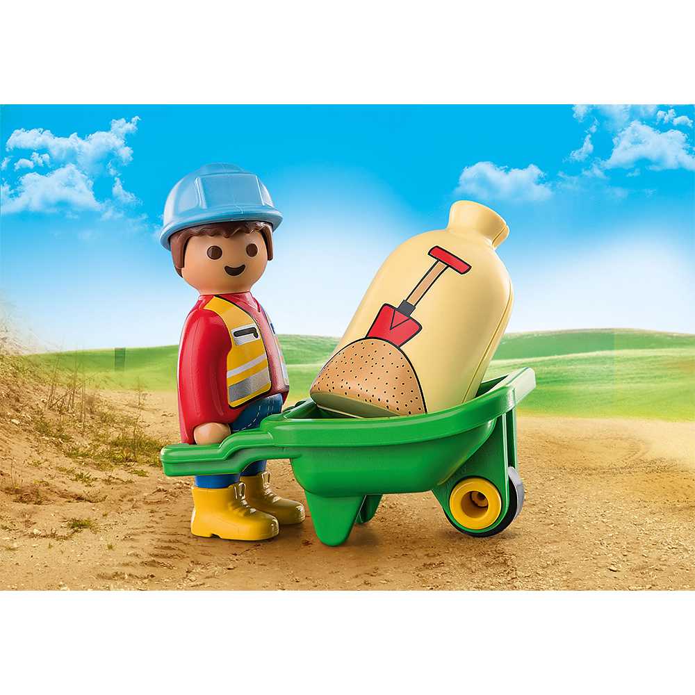 Playmobil 70409 1.2.3 Construction Worker with Wheelbarrow 123 คนงานก่อสร้างพร้อมรถเข็น