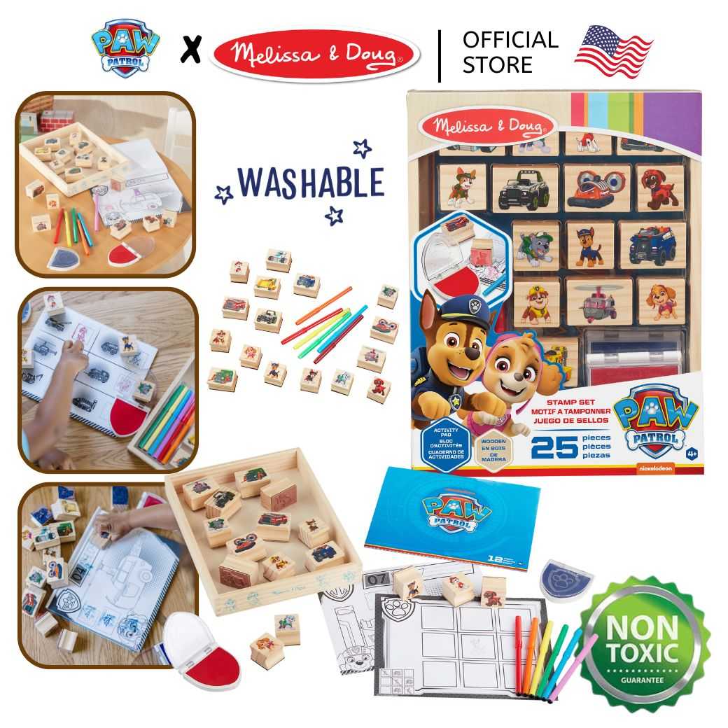 (ของแท้ USA)ชุดแสตมป์พอว์พาโทรล หมึก non-toxic Paw Patrol Wooden Stamps Activity มีแผ่นกิจกรรม 33264