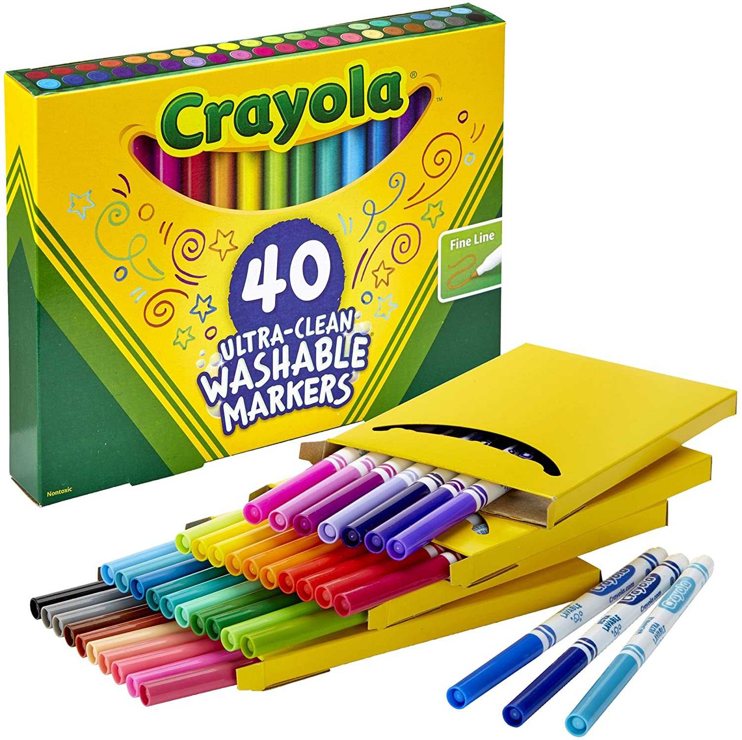 #Crayola สีเมจิกหัวเล็ก 40 สี ล้างออกง่าย 40Ct. Ultra Clean Washable Fine line Markers
