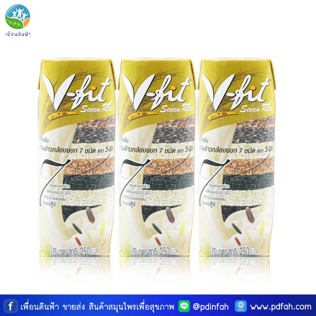 204 วีฟิต น้ำนมข้าวกล้องงอก7ชนิด 250ml. แพ็ค3กล่อง (เจ) วีฟิท V-fit (สีน้ำตาล)