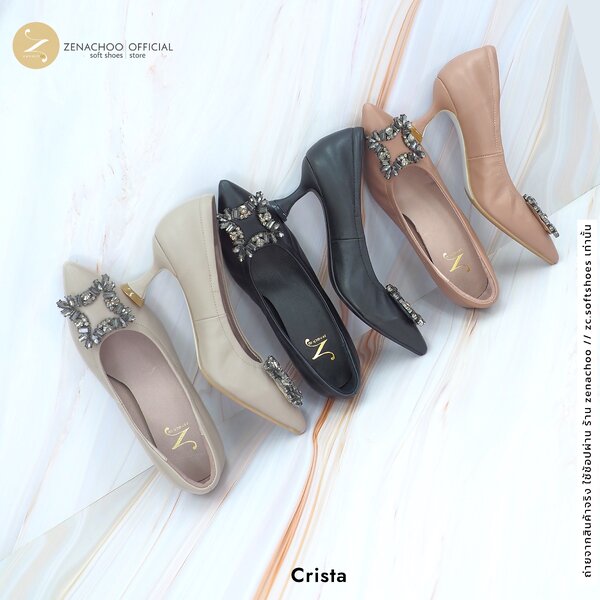ทรงปกติ เปลี่ยนไซส์ได้-ไม่รับคืน Zenachoo รุ่น Crista สูง 2 นิ้ว หนังแกะนิ่ม พื้นนิ่ม ใส่สบาย