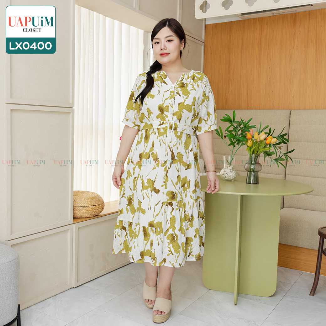 (LX0400) ชุดเดรส (รอบอก 42 - 52 นิ้ว)