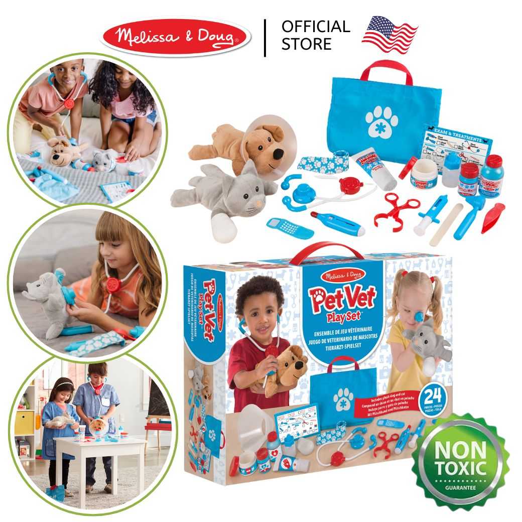 (ของแท้ USA) ของเล่นคุณหมอสัตว์ อุปกรณ์ครบ สัตวแพทย์ Melissa & Doug Pet Vet เล่นดูแล รักษาสัตว์ 8520