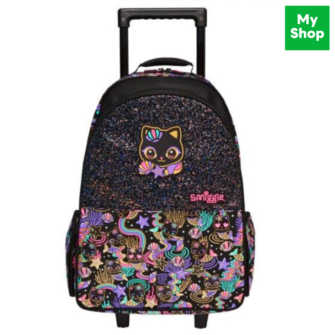 พร้อมส่งในไทย🎉 Smiggle ล้อลาก18นิ้ว ลายแมวเงือกดำ Trolley Backpack 18inch. ของแท้✔