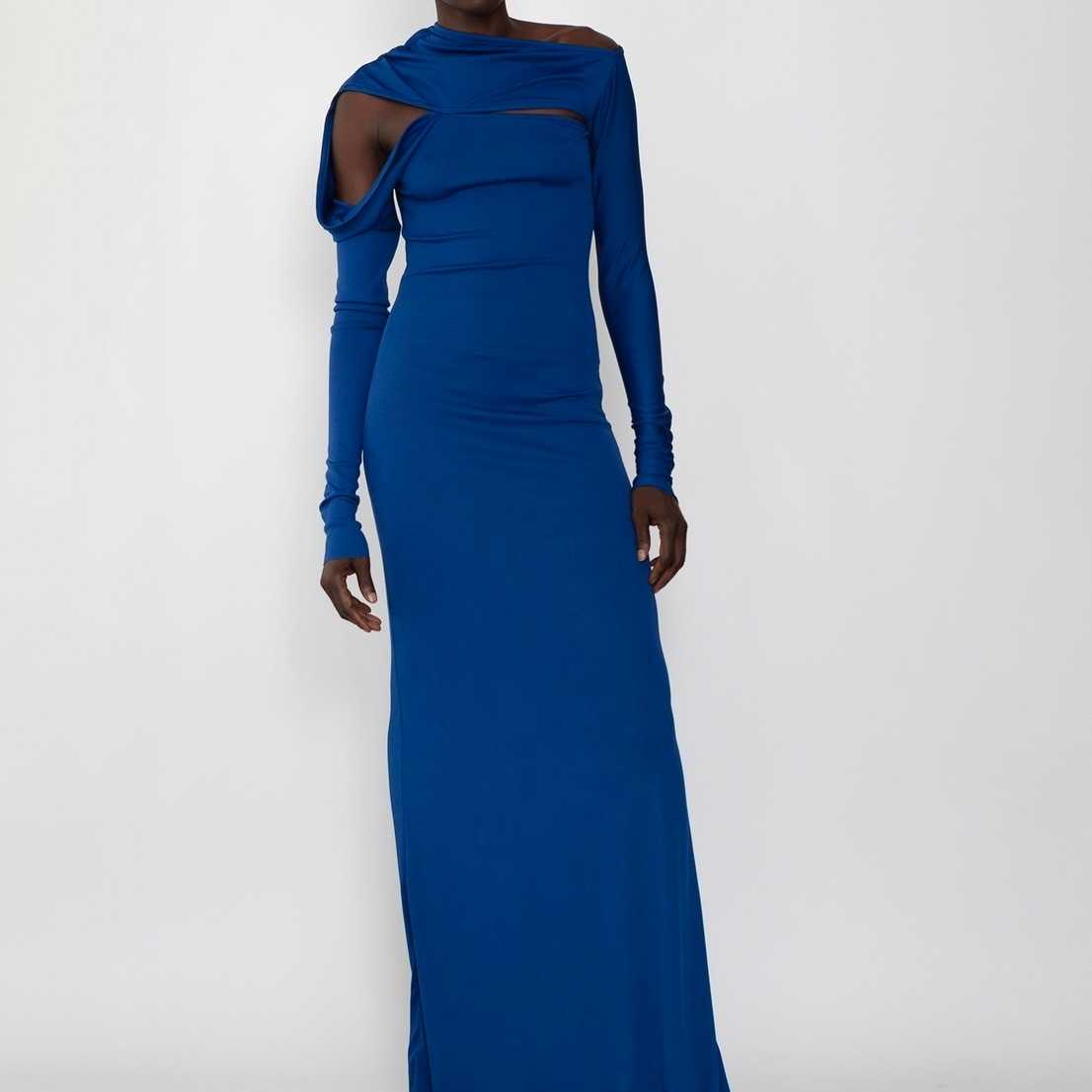SALE Jade Cropper Cut-Out Maxi Dress - Blue