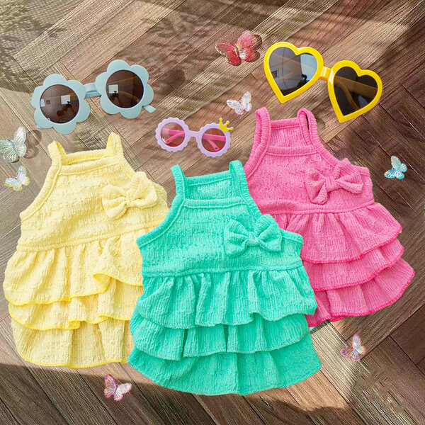 🇹🇭พร้อมส่ง🇹🇭 💓💛💚 เดรสขนมชั้น สุดน่ารัก 💗 for pet เสื้อสุนัข ชุดหมา ชุดแมว