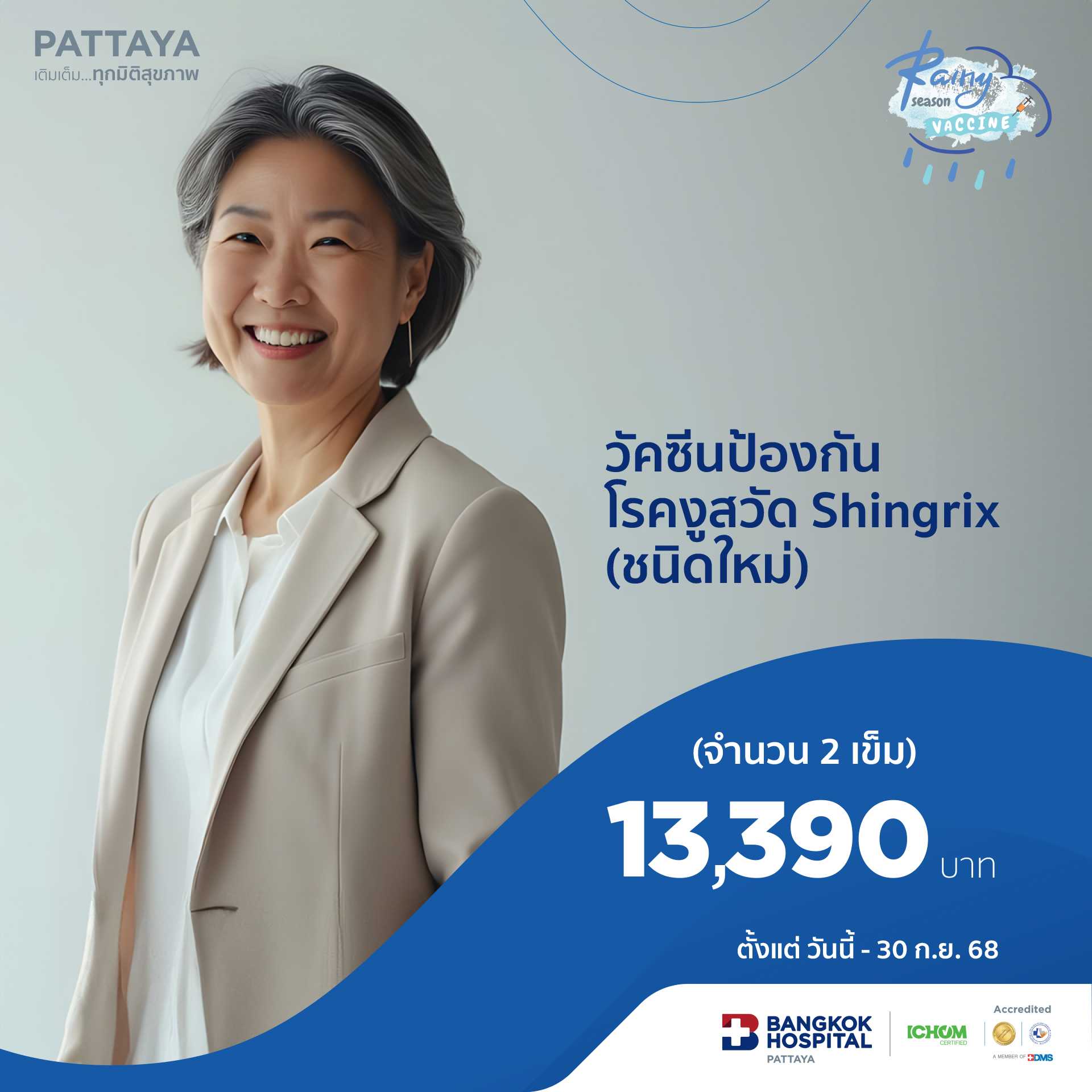 วัคซีนป้องกัน วัคซีนป้องกันโรคงูสวัด Shingrix (ชนิดใหม่)  จำนวน 2 เข็ม