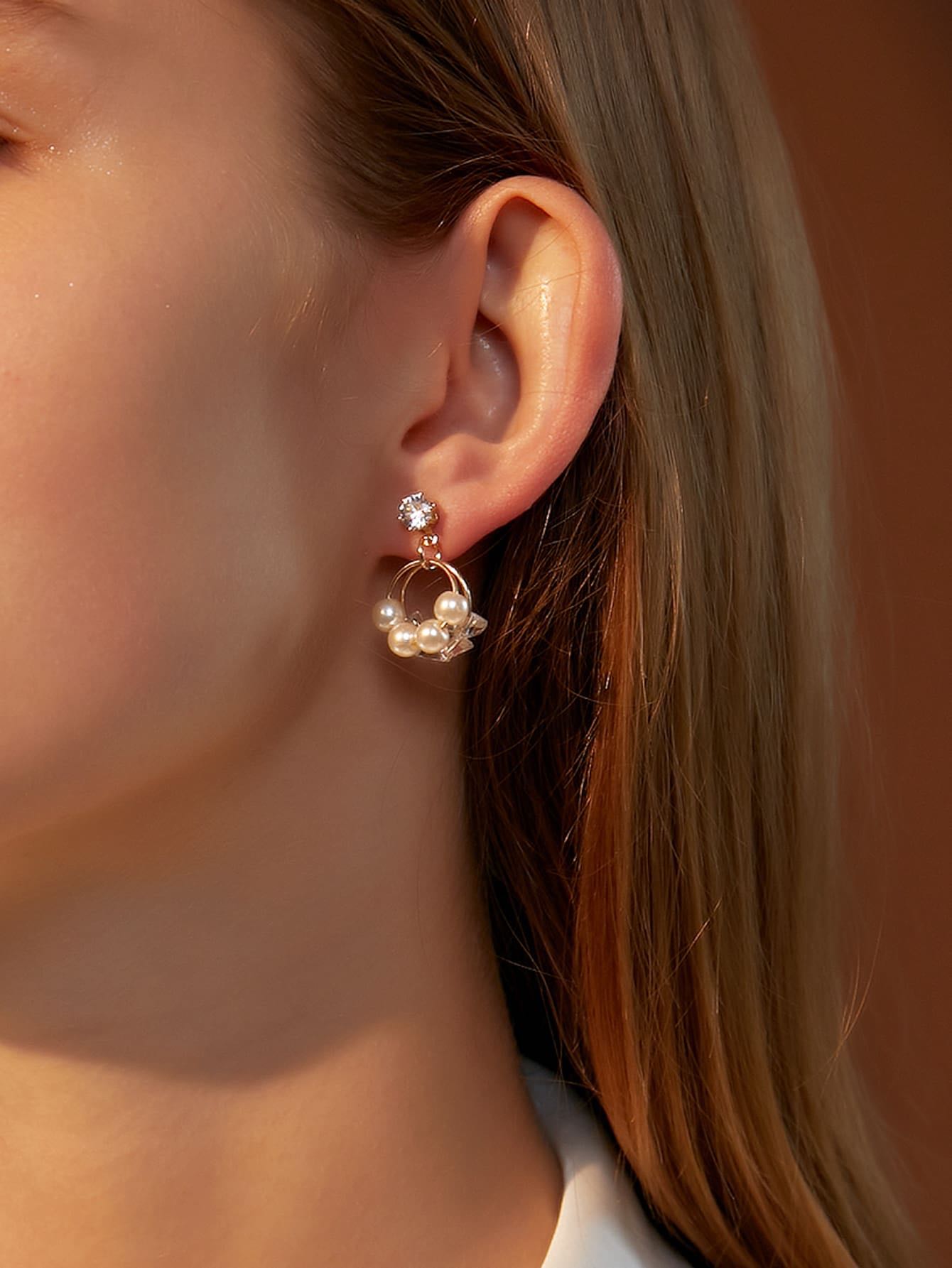 Faux pearl drop earrings 