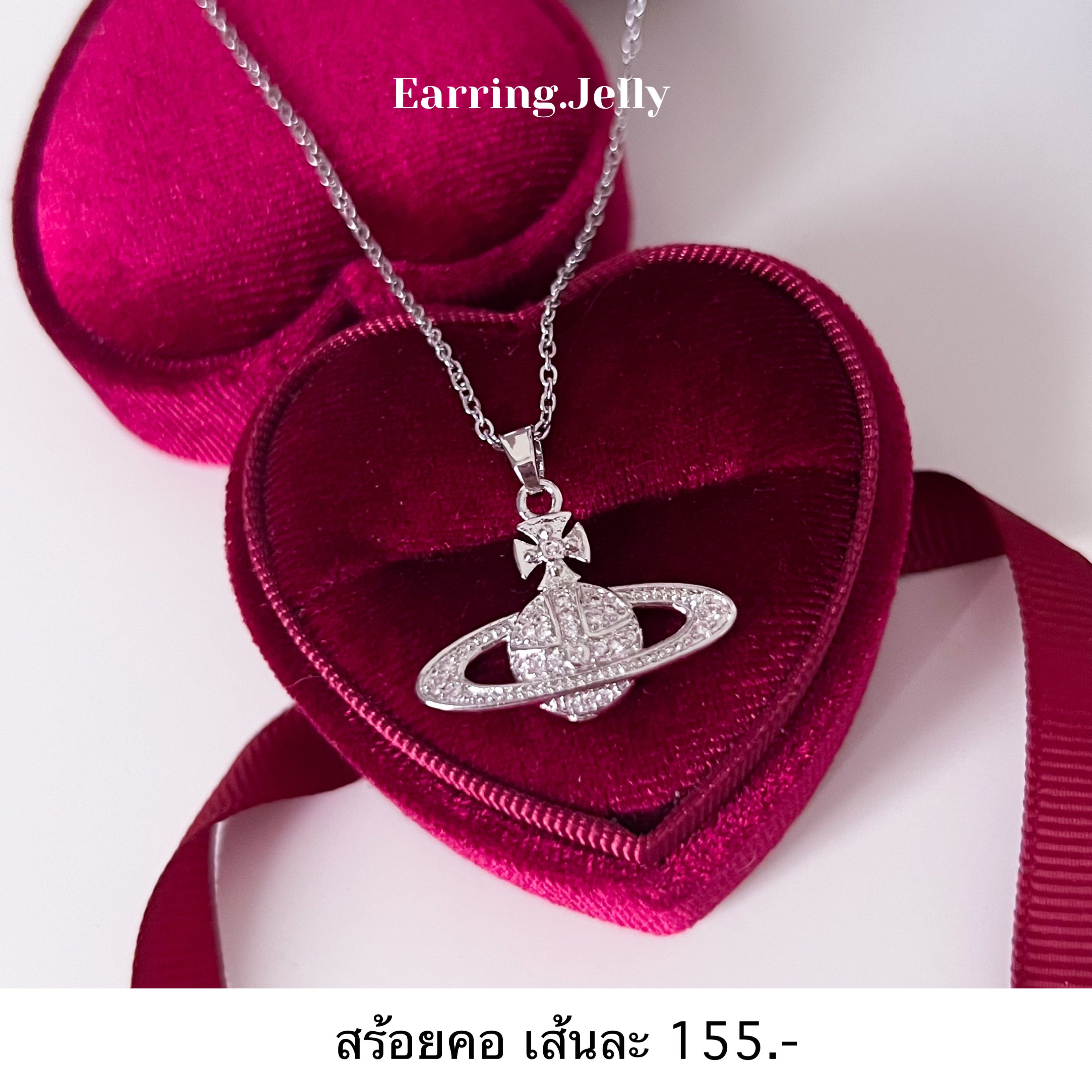 AC สร้อยคอ ดาวเสาร์เพชรเงิน สแตนเลส ยาว 40(+5)