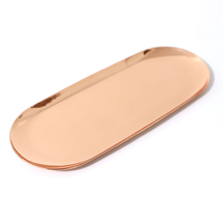 ถาดสแตนเลส สีโรสโกล์ด|Rose Gold Tray|ถาดวางเครื่องประดับ|ใส่เงินทอน|ใส่อาหารได้