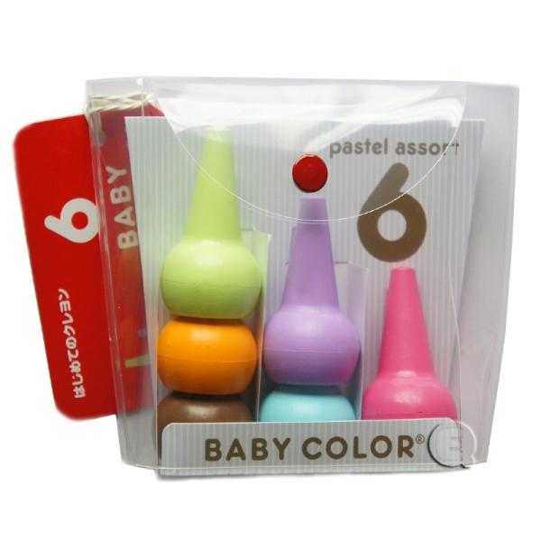 Aozora Baby Color Pastel 6 Colors - สีเทียนสำหรับเด็ก รูปทรงกรวย 6 สีพาสเทล