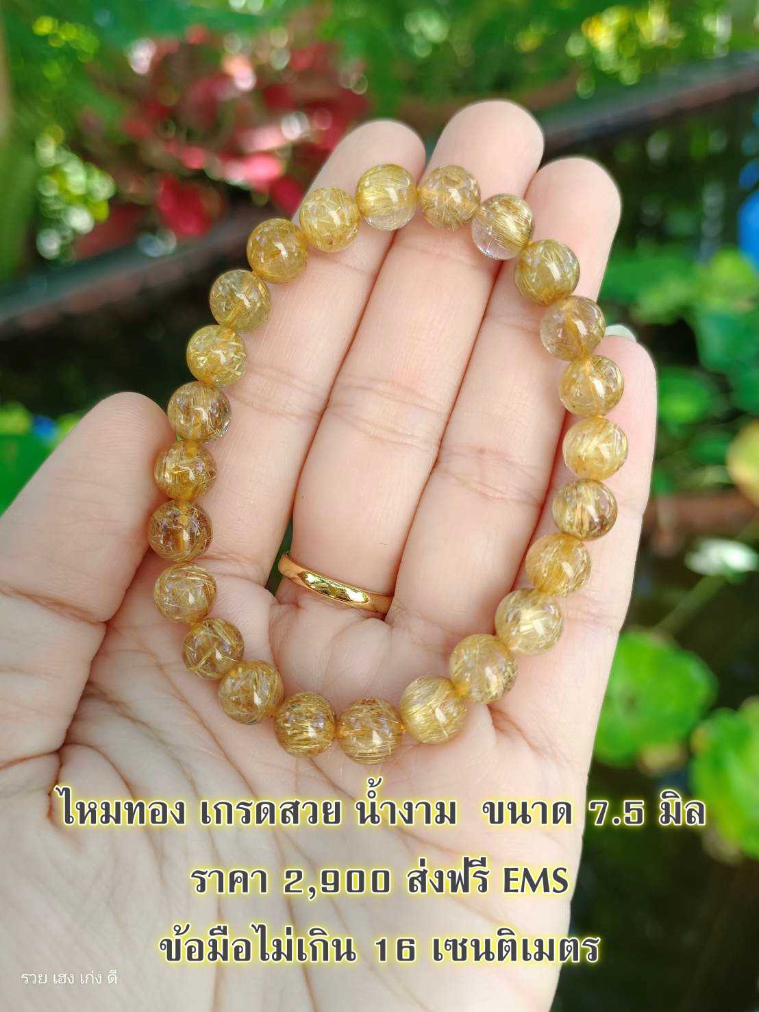 ไหมทอง เกรดสวย น้ำงาม ขนาด 7.5 มิล (ข้อมือไม่เกิน 16 เซน)