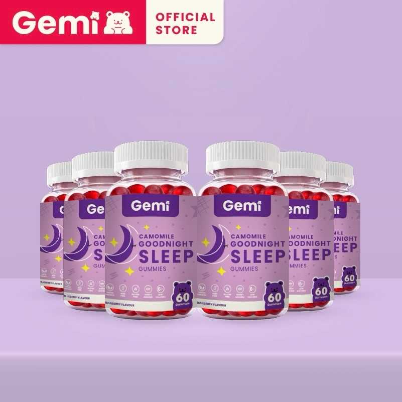 Gemi - Goodnight Sleep Gummies  x 6 Bottles / เจมมี่ กู๊ดไนท์สลีพกัมมี่  x 6 กระปุก / GemiGummi