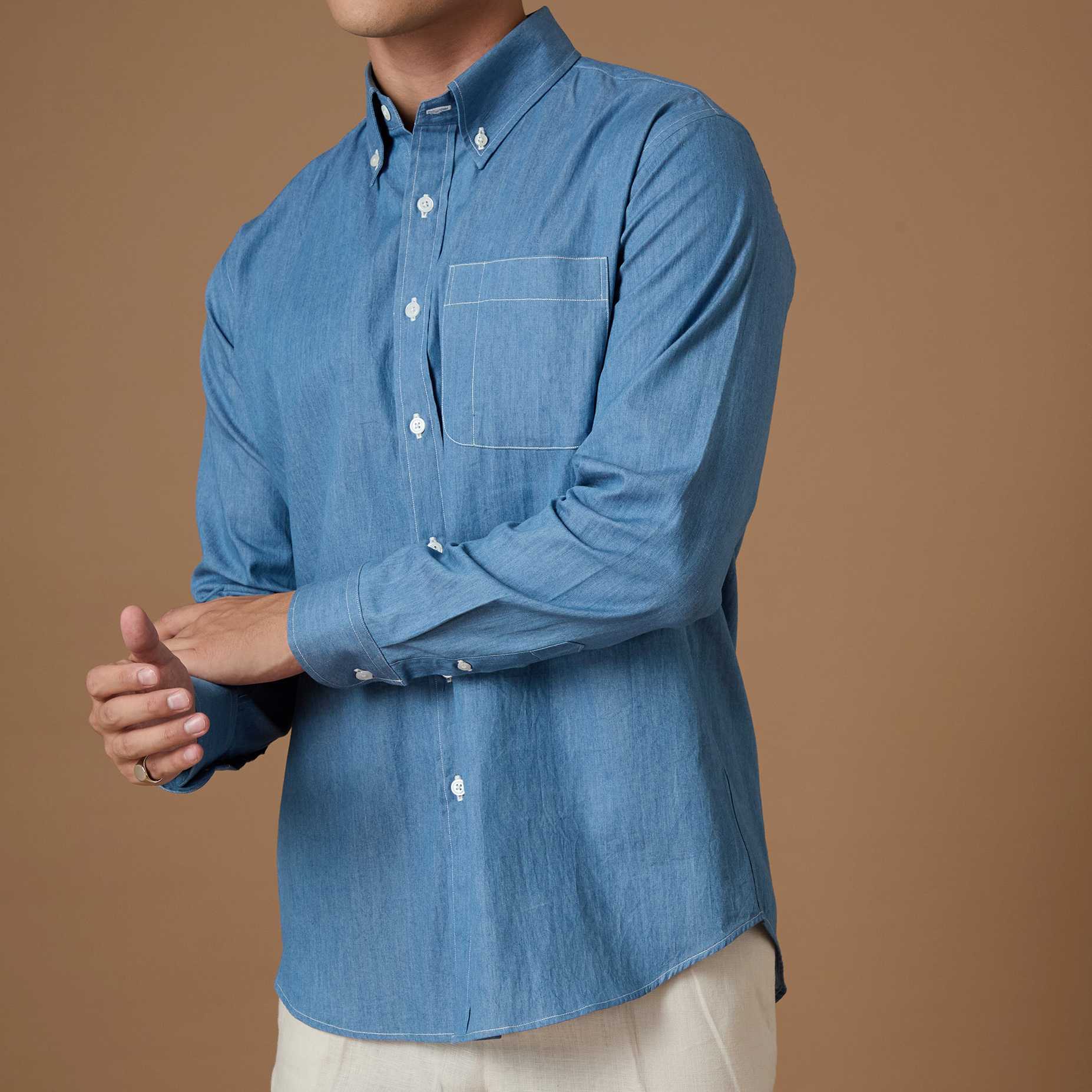 BUTTON DOWN COLLAR DENIM - LIGHT BLUE