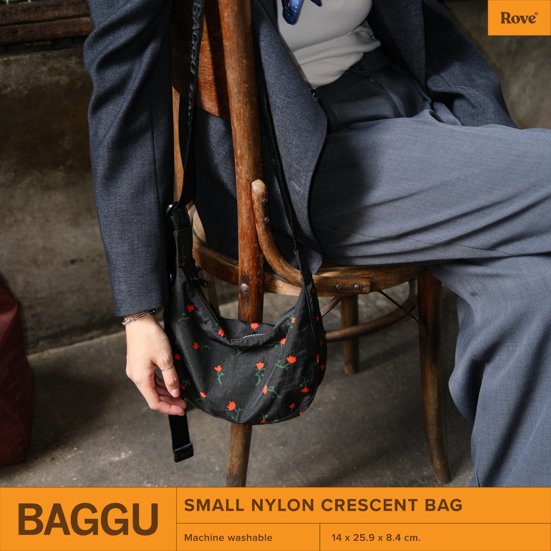 BAGGU Small Crescent Nylon Bag  - Painted Wildflower