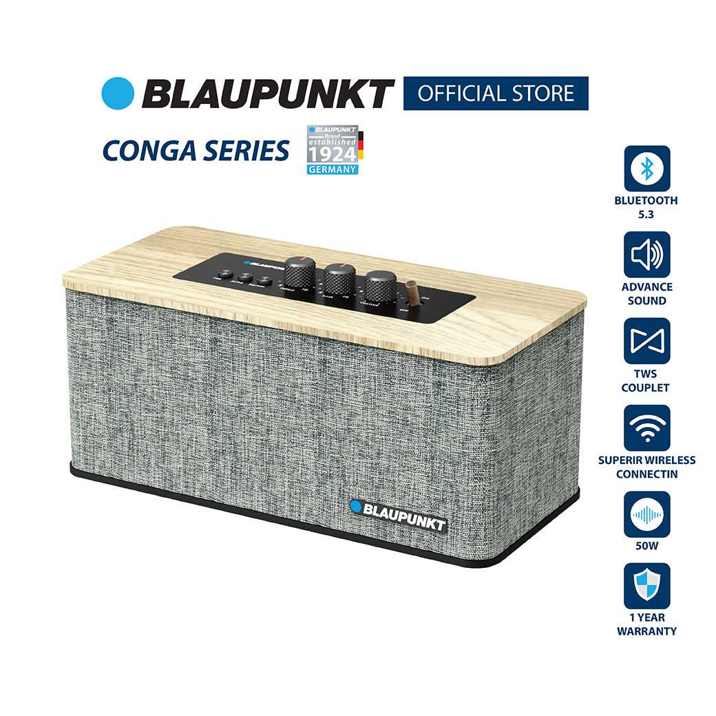 BLAUPUNKT ลำโพงบลูทูธพกพา 50 วัตต์  BLUETOOTH SPEAKER รุ่น CONGA แบตเตอรี่ 4000mAh เวอร์ชั่นระบบ 5.3